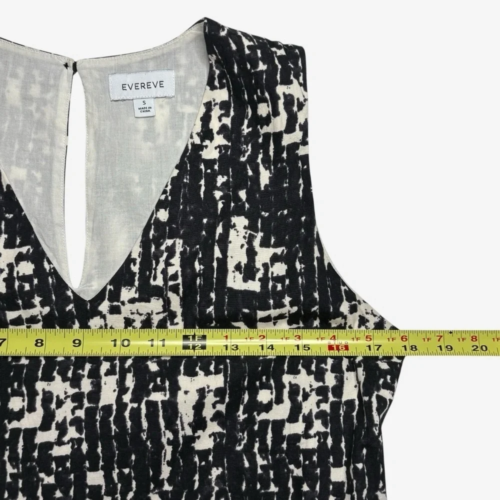 ✨ EVEREVE Giana Tiered Shift Dress • Black & Ivory Abstract Print • Size Small - Picture 6 of 10